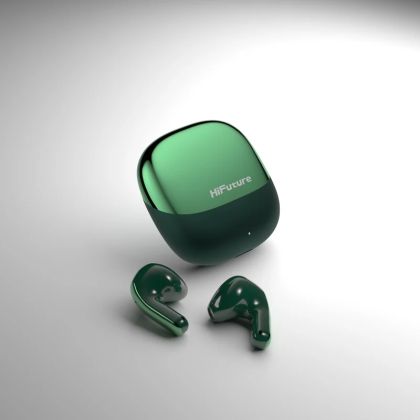 Слушалки HiFuture ChromeBuds Green, Metallic Charge Case, 4 MICS ENC, Wireless 5.4, Up to 6 Hours Battery Life by one charge, IPX5, Ultra Bass, Up to 30 Hours Battery Life Combined