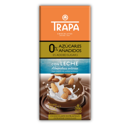 Млечен шоколад с бадеми Trapa, без захар, “Интензо”, 175гр