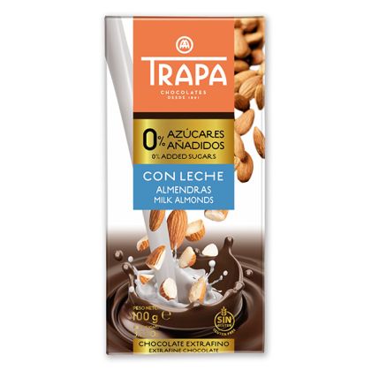 Шоколад Trapa, без захар, БАДЕМ, млечен, 100 гр.