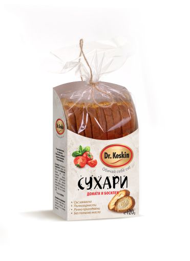 Сухари "Dr. Keskin", с домат и босилек, 120 гр.