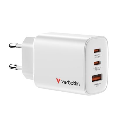 Зарядно устройство Verbatim Essentials GaN Charger 65W EU plug White