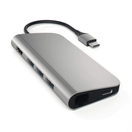 Докинг станция Satechi Aluminium Type-C Multi-Port Adapter (HDMI 4K,3x USB 3.0,MicroSD,Ethernet) - Space Grey
