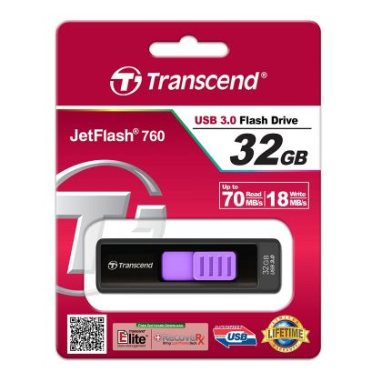 Памет Transcend 32GB JETFLASH 760, USB 3.0 (Purple)