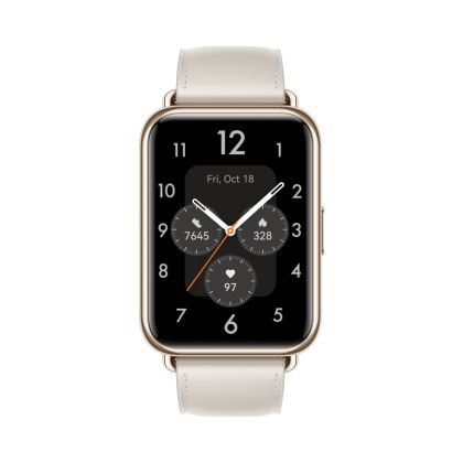 Часовник Huawei Watch Fit 2, Moon White, Yoda-B19V, 1.74" AMOLED 336x480. BT 5.2, Leather Strap