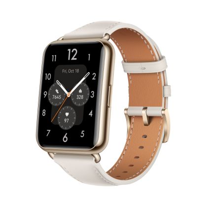 Часовник Huawei Watch Fit 2, Moon White, Yoda-B19V, 1.74" AMOLED 336x480. BT 5.2, Leather Strap