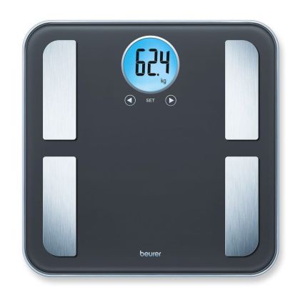 Везна Beurer BF 195 diagnostic bathroom scale; round LCD display; Weight, body fat, body water, muscle percentage, bone mass, AMR calorie display; 180 kg