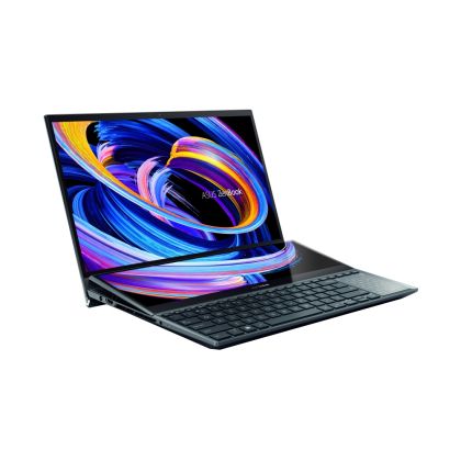 Лаптоп Asus ZenBook Duo 15 UX582H-OLED-H941X, Screen Pad Plus, Intel Core i9-11900H 2.5 GHz (24M Cache, up to 4.9 GHz, 8 cores), 400nits,15.6"OLED 4KUHD (3840x2160)Touch, 32GB DDR4 on board, PCIE4 1TB SSD, RTX3080 8GB GDDR6,TPM, Win11 Pro 64 bit, Sleeve,S