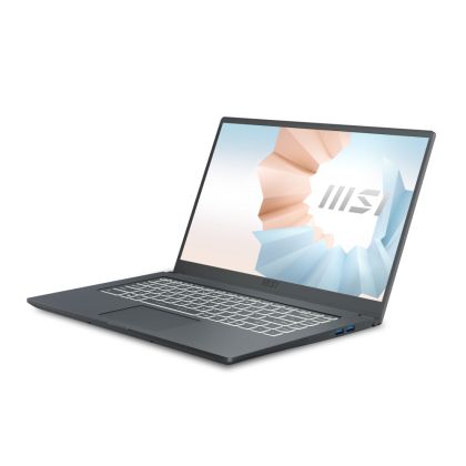 Лаптоп MSI Modern 15 A11MU, 15.6" 1920x1080, IPS-Level FHD AG, i5-1155G7 (4C/8T, 2.5GHz, up to 4.5 Ghz, 8MB), Intel Iris Xe Graphics, 8GB DDR4 3200 (2 slots, Max 64GB), 512GB PCIe SSD, 802.11ax, BT5.1, 3 Cell, Backlight KBD White, NO OS, 1.6 kg, Carbon Gr