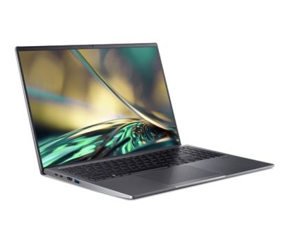 Лаптоп Acer Swift X, SFX16-51G-73UE, Intel Core i7-11390H (3.40GHz up to 5.00GHz, 12MB), 16.1" FHD IPS, 16GB DDR4 onbord, 1024GB PCIe SSD, GeForce RTX3050Ti GDDR6, FPR, WiFi6ax+BT 5.0, Backlit KB, Win 11 Home, Steel Gray