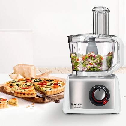 Кухненски робот BOSCH MC812S820, Food processor, MultiTalent 8, 1250 W, add.Tritan blender, Citrus press, Dough Tool, Whisk, White - Brushed stainless steel