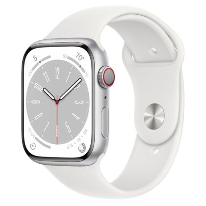 Часовник Apple Watch Series 8 GPS + Cellular 45mm Silver Aluminium Case with White Sport Band - Regular