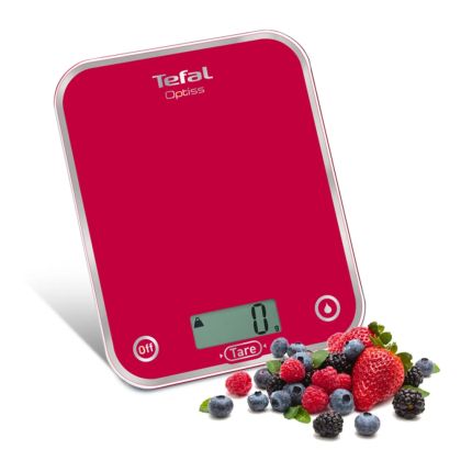 Везна Tefal BC5003V2, Optiss, Kitchen Scale, up to 5kg, Resolution 1g function Tara, Digital LCD display, Ultra slim glass, raspberry