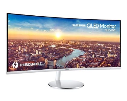 Монитор Samsung LC34J791, 34" CURVED VA, 1500R, 100Hz, 4 ms GTG, 21:9 3440x1440, 300cd/m2, DP, HDMI, USB 3.0 HUB, Thunderbolt 3, Stereo Spk, Headphone, White Gray