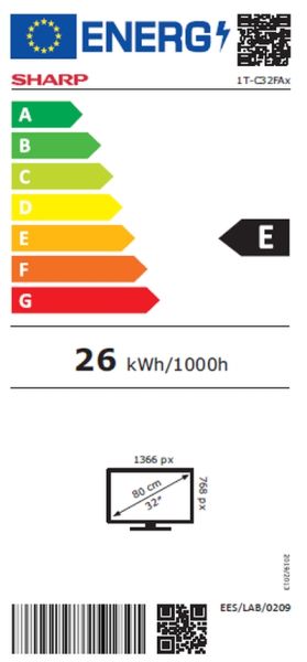 Телевизор Sharp 32FA2E, 32" LED HD 1366x768, 1 000 000:1, DVB-T/T2/C/S/S2, Active Motion 100, Speaker 2x8W, Dolby Digital, CI+, 3xHDMI, USB, Bluetooth, LAN, Video/Audio input (3 x RCA), Hotel Mode, 2 pole Stand 