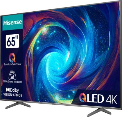 Телевизор Hisense 65" E7KQ Pro, 4K Ultra HD 3840x2160, QLED, Quantum Dot, 120Hz, HDR 10+ adaptive, HLG, Dolby Vision, DTS Virtual X, Smart TV, WiFi 5GHz, WiFi Direct, BT, Anyview Cast, 3xHDMI, 2xUSB, LAN, CI+, DVB-T2/C/S2, Black