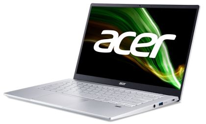 Лаптоп Acer Swift 3, SF314-43-R0W7, AMD Ryzen 7 5700U (1.8GHz up to 4.3GHz, 12MB) 14" IPS FHD ComfyView (1920x1080), 16GB DDR4, 512GB PCIe SSD, AMD Radeon, WiFi 6AX+BT, HD Cam, FPR, Silver, No OS