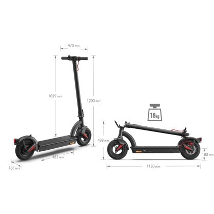 Електрически скутер Sharp Electric Scooter, Range per charge: 40 km, LED Display, USB Charging Port, Bluetooth, IPX4 certification, Wheel size: 10", Dual brake systems, Mechanical bell, Max load: 120 kg, Black + Sharp Phone Holder
