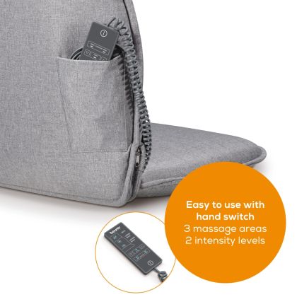 Масажор Beurer MG 330 Shiatsu massage seat cover grey - 4-head massage system, 4D massage heads, Spot function, 2 intensity levels, Ergonomic shell-shaped seat, Solid back cover, Easy-care material