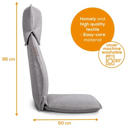 Масажор Beurer MG 330 Shiatsu massage seat cover grey - 4-head massage system, 4D massage heads, Spot function, 2 intensity levels, Ergonomic shell-shaped seat, Solid back cover, Easy-care material