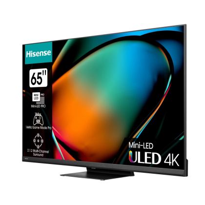 Телевизор Hisense 65" U8KQ, 4K Ultra HD 3840x2160, ULED Pro, FALD, Quantum Dot, 144Hz, IPS, HDR 10+, HLG, Dolby Vision IQ, Dolby Atmos, Smart TV, WiFi 5GHz, WiFi Direct, BT, Anyview Cast, 4xHDMI, 2xUSB, LAN, CI+, DVB-T2/C/S2, Black + Hisense HS312 Soundba