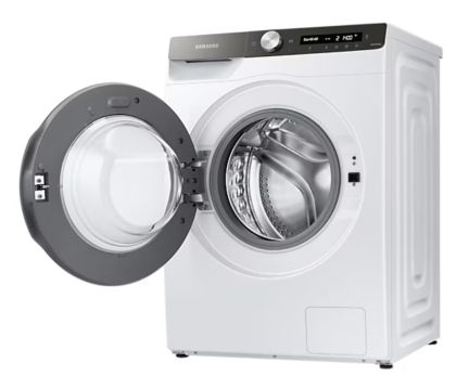 Пералня Samsung WW80T534DATAS7, Washing Machine, 8 kg, 1400 rpm,  Digital inverter motor, Energy Efficiency A, Spin Efficiency B, AI Control, Auto dispense, Eco Bubble, Bubble Soak, Hygiene Steam, WiFi , Smart Things, AI Energy mode, White, Black door