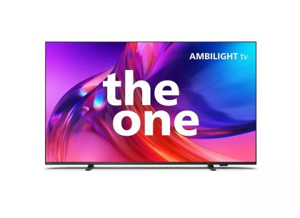Телевизор Philips 43PUS8518/12, 43" THE ONE, UHD 4K LED, 120Hz, 3840x2160, DVB-T/T2/T2-HD/C/S/S2, Ambilight 3, HDR10+, HLG, Google TV, Quad Core P5 Perfec with Al, 16GB, VRR, HDMI, 2xUSB, Cl+, 802.11ac, Lan, 20W RMS, Alum+Logitech Wireless Touch Keyboard 