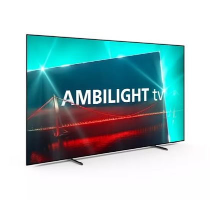 Телевизор Philips 55OLED718/12, 55" UHD 4K OLED 120Hz Ultra-low lag, 3840x2160, DVB-T/T2/T2-HD/C/S/S2, Ambilight, Google TV, 16GB, BT 5.0, HDMI 2.1, VRR, USB, Cl+, 802.11ac, Lan, G-Sync, Free Sync, 40W RMS+Logitech Wireless Touch Keyboard K400 Plus Black