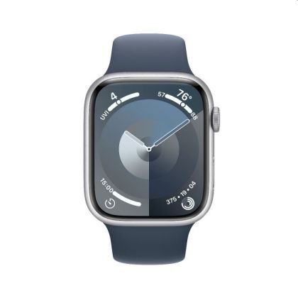 Часовник Apple Watch Series 9 GPS 45mm Silver Aluminium Case with Storm Blue Sport Band - S/M
