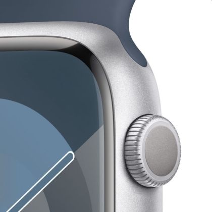 Часовник Apple Watch Series 9 GPS 45mm Silver Aluminium Case with Storm Blue Sport Band - S/M