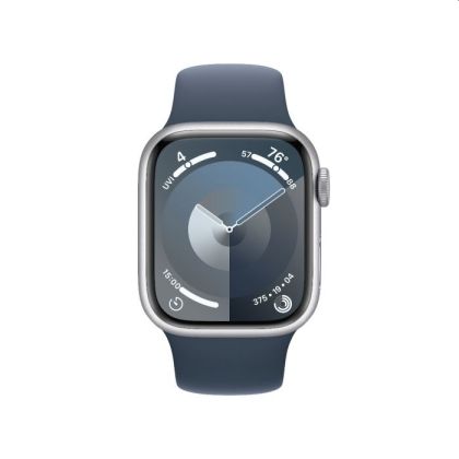 Часовник Apple Watch Series 9 GPS + Cellular 41mm Silver Aluminium Case with Storm Blue Sport Band - S/M