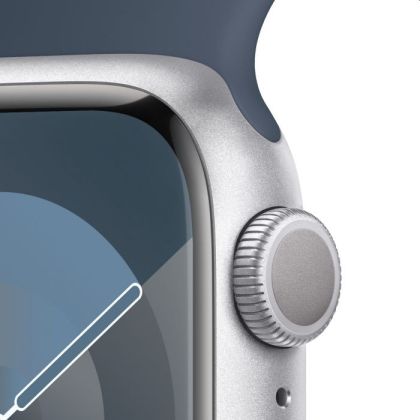 Часовник Apple Watch Series 9 GPS 41mm Silver Aluminium Case with Storm Blue Sport Band - S/M