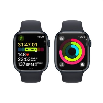 Часовник Apple Watch Series 9 GPS 45mm Midnight Aluminium Case with Midnight Sport Band - S/M