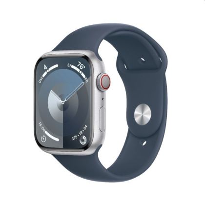 Часовник Apple Watch Series 9 GPS + Cellular 45mm Silver Aluminium Case with Storm Blue Sport Band - M/L