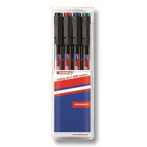 Комплект универсални перманентни OHP маркери Edding 141F 0.6 mm 4 цвята