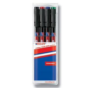Комплект универсални перманентни OHP маркери Edding 142М 1.0 mm 4 цвята