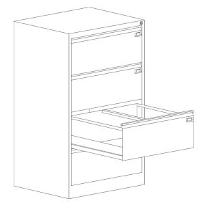 Шкаф за висящи папки Malow File Locker SZK302EДвоен с 4 чекмеджета, 77.5x63x128.5 cm, Сив