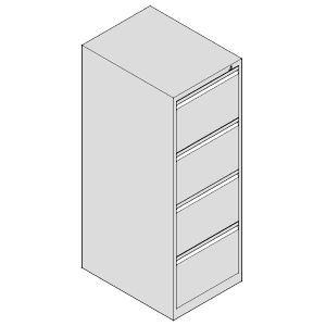 Шкаф за висящи папки Практик AFC04Единичен с 4 чекмеджета, 46.6x63.1x133 cm, Сив