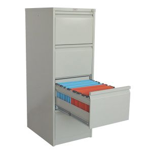 Шкаф за висящи папки Практик AFC04Единичен с 4 чекмеджета, 46.6x63.1x133 cm, Сив