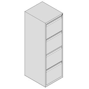 Шкаф за висящи папки Практик А44 Единичен с 4 чекмеджета, 41.0x48.3x130.3 cm, Сив