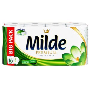 Тоалетна хартия Milde100% целулоза, трипластова 16 бр. Energy Green