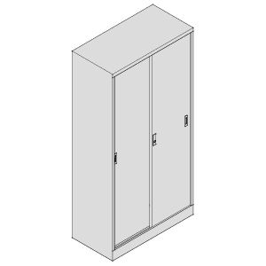 Метален шкаф Практик AMT 1891 С три рафта, плъзгащи врати, 91.5x45.8x183 cm Сив