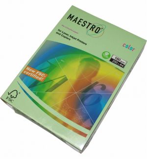 Цветен картон Maestro Color Зелен пастел, А4, 250 л. 160 g/m2