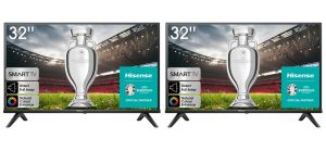 Телевизор 2x Hisense 32" A4K, HD 1366x768, DLED, HDR, HLG, Dolby Audio, DTS Virtual X, Smart TV, WiFi, WiFi Direct, BT, Anyview Cast, 2xHDMI, 2xUSB, LAN, CI+, DVB-T2/C/S2, Black + JBL GO Essential RED Portable Waterproof Speaker