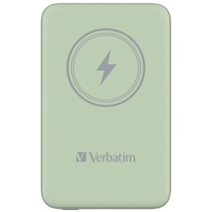 Външна батерия Verbatim MCP-10GN Power Pack 10000 mAh with UBS-C® PD 20W / Magnetic Wireless Charging 15W Green
