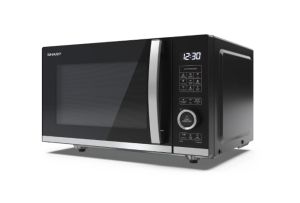 Микровълнова печка Sharp YC-QG204AE-B, Semi Digital, Flatbed,  Built-in microwave grill, Grill Power: 1000W, Plastic and Glass/Painted, 20l, 800 W, Housing Material MicrowaveSteel, LED Display White, Timer & Clock function, Child lock, Defrost, Cabinet Co