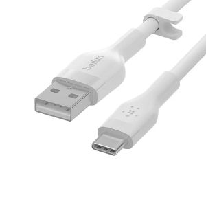 Кабел Belkin BOOST CHARGE Flex Silicone cable USB-A to USB-C - 1M - White