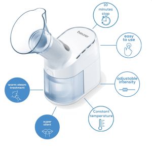Парен изпарител Beurer SI 40 Steam vaporizer, Includes flexible universal mask for the mouth and nose, Steam setting, Mains operation