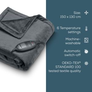 Термоподложка Beurer HD 74 Cosy Dark Gray Heated Overblanket, LE 2024