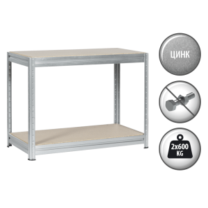 Метален стелаж MEGA 87x120x60 см, до 600 кг на рафт - цинк