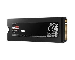 Твърд диск Samsung SSD 990 PRO 2TB Heatsink PCIe 4.0 NVMe 2.0 M.2 V-NAND 3-bit MLC, 256-bit Encryption, Read 7450 MB/s Write 6900 MB/s